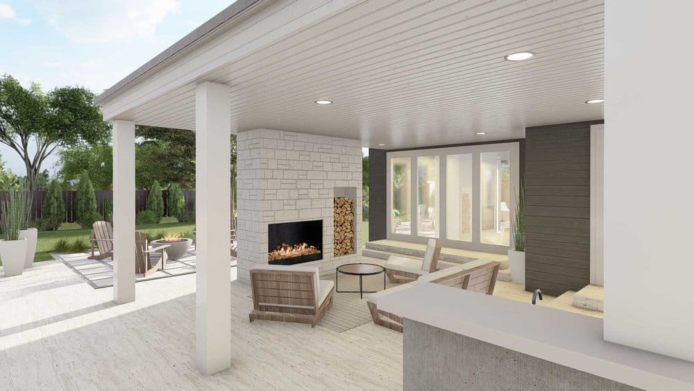 Boston porch with fire place