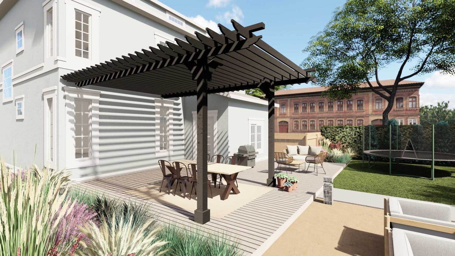 Denver backyard with pergola