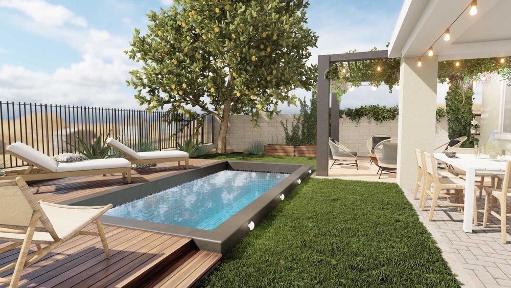 Fenced swimming pool design in Las Vegas