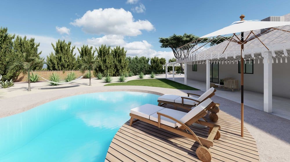 Cozy outdoor pool area in Las Vegas