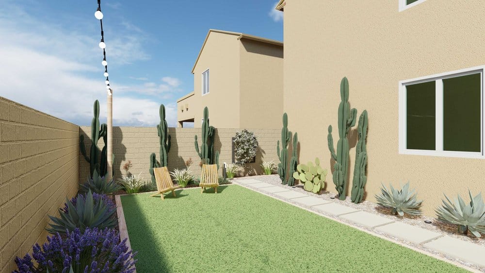 Fenced backyard design in Las Vegas