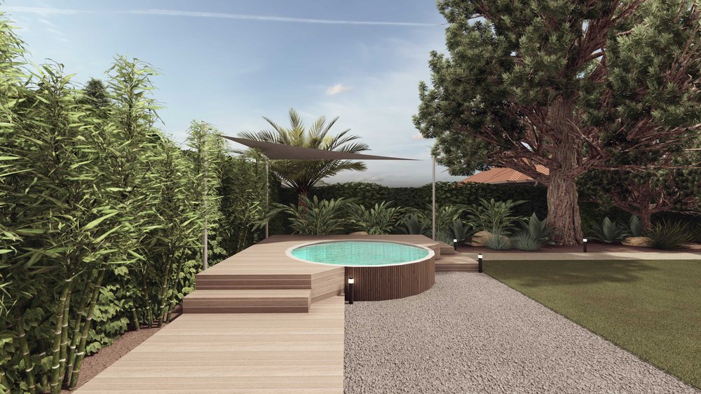 Napa pool design with trees