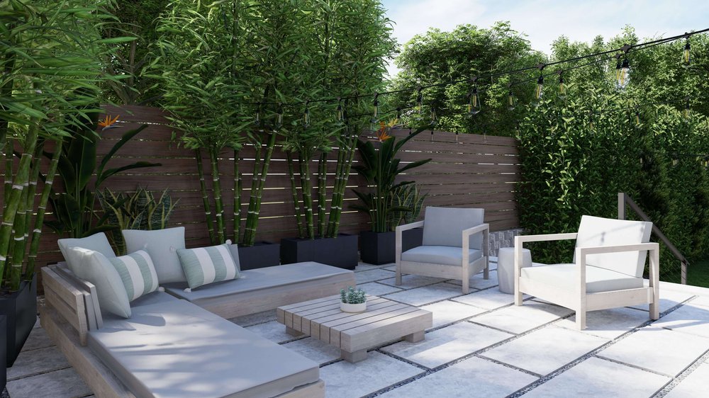 Oakland backyard design with patio and trees