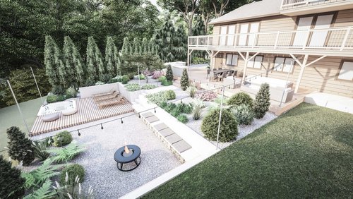 Portland backyard with fire pit