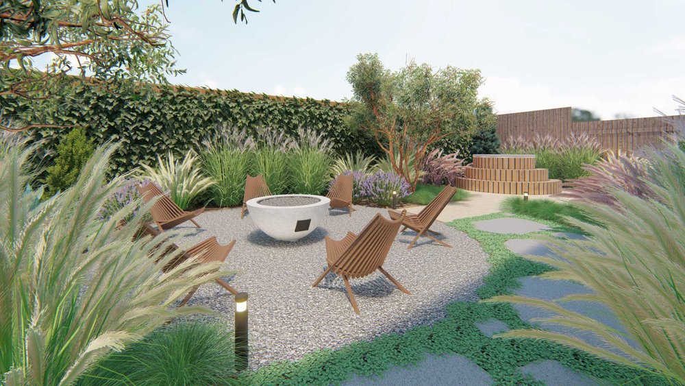 Ventura backyard design with fire pit